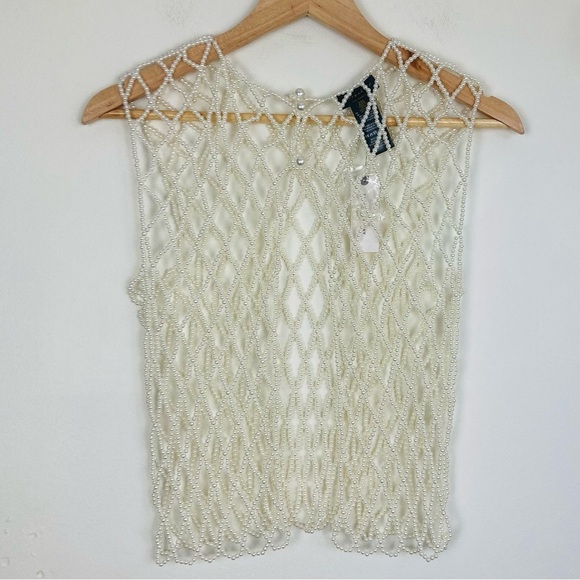 Anthropologie Current Air white pearl beaded tank. One size. New with tags. - Picture 6 of 8